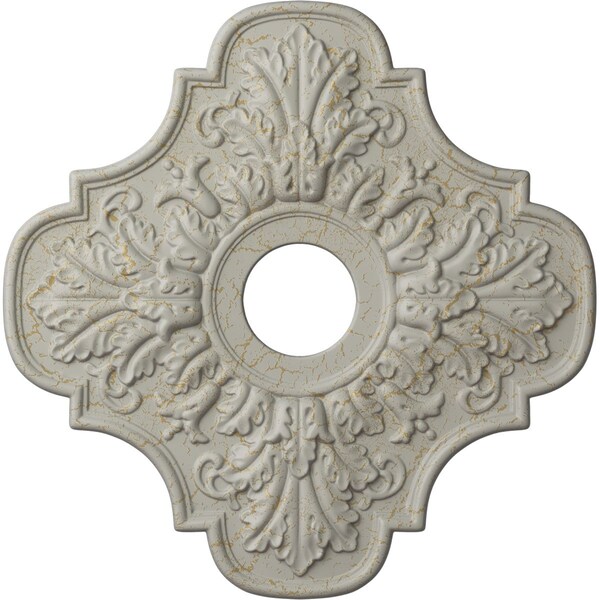 Ekena Millwork Peralta Ceiling Medallion (Canopies up to 4 5/8"), 17 3/4"OD x 3 1/8"ID x 1"P, Pot of Cream Crackle CM17PEPCC - main